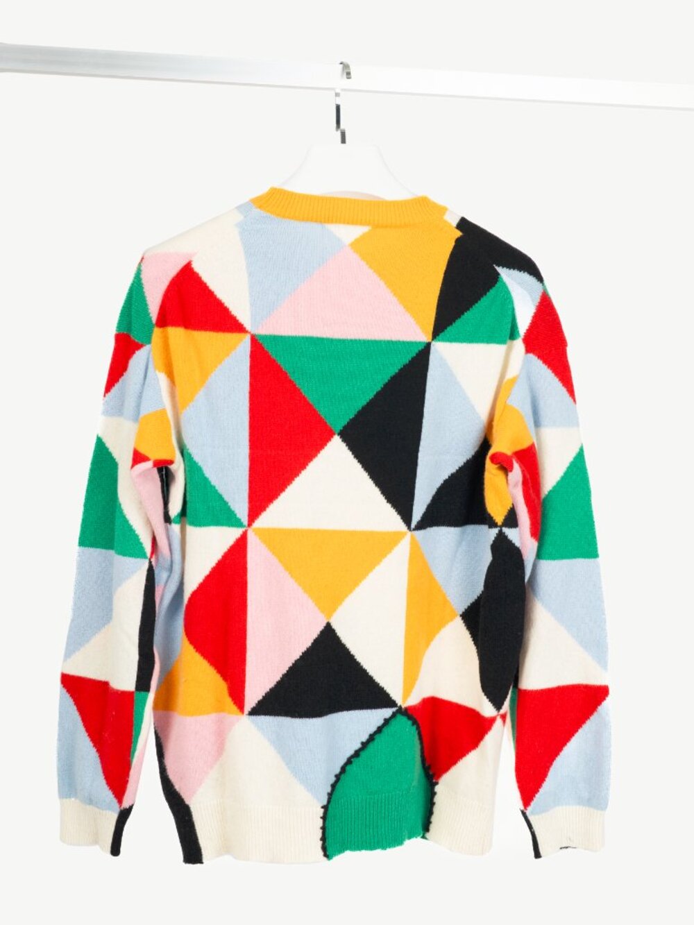 Tibi Pop-Multi Patchwork Intarsia Wool Sweater - Picture 3 of 10